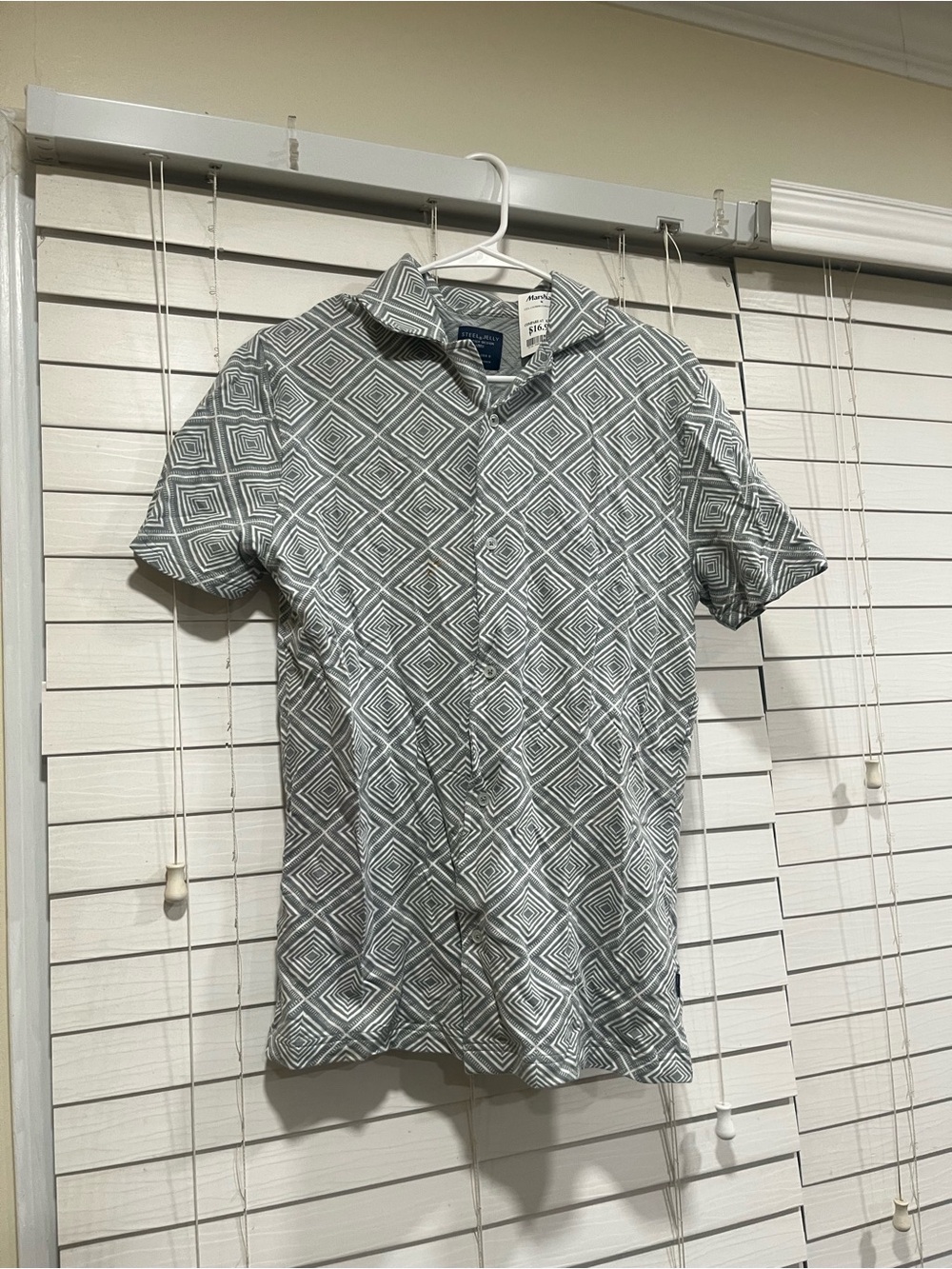Men's Geometric Print Polo Shirt - Gray